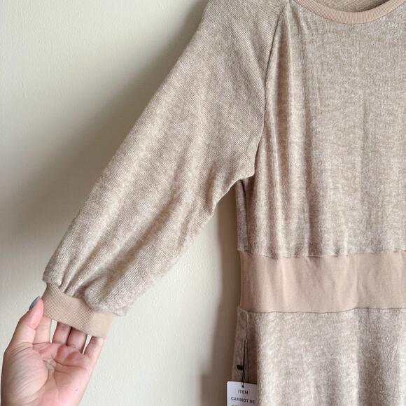 Joyfolie Mia Joy Tan Brown Banded Waist Lined Sweater Dress - XL - Picture 2 of 8